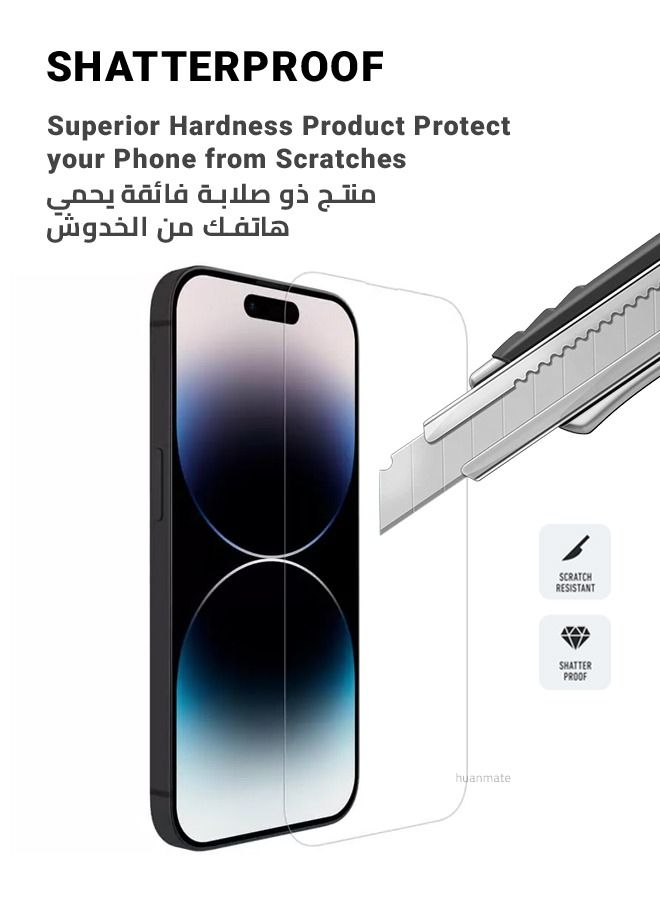 هووانميت لاصقة حماية للشاشة من الزجاج المقوىر من قطعتين لهاتف أبل آيفون 14 برو ماكس‎‎ - Image 3
