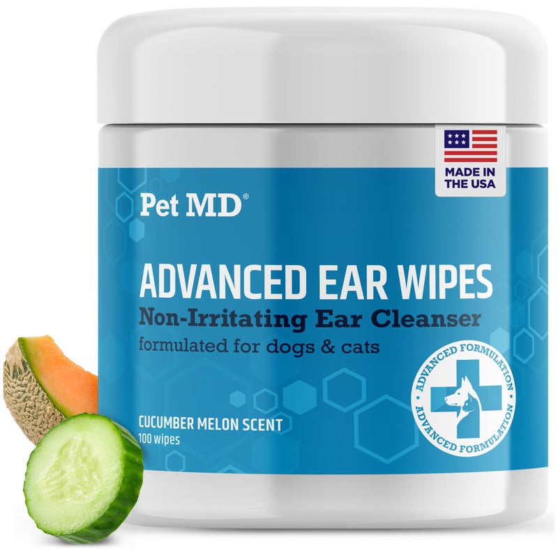Pet MD Cat and Dog Ear Cleaner Wipes - Advanced Otic Veterinary Ear Cleaner Formula - Dog Ear Infection Treatment - 100 Count - Image 1
