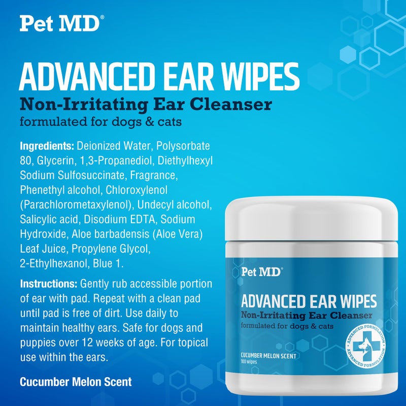 Pet MD Cat and Dog Ear Cleaner Wipes - Advanced Otic Veterinary Ear Cleaner Formula - Dog Ear Infection Treatment - 100 Count - Image 5