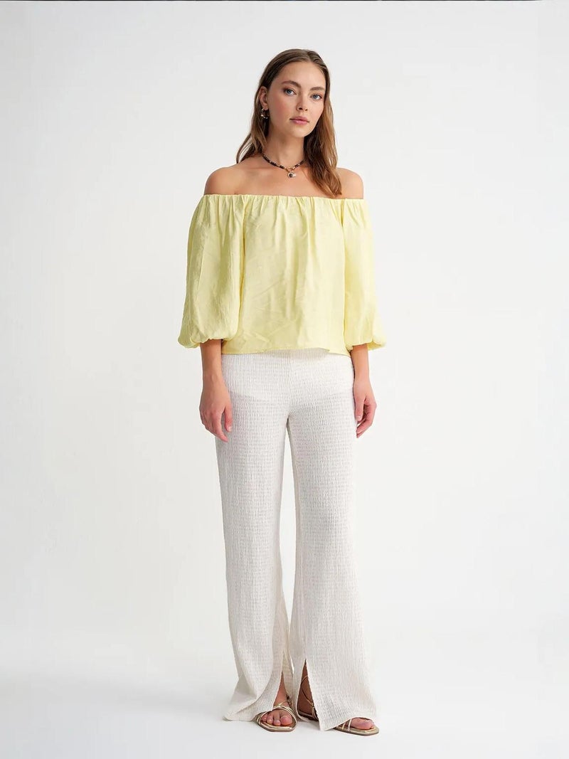 Mixray Modal Blended Blouse with Madonna Collar and Ruffle Detail - Image 2