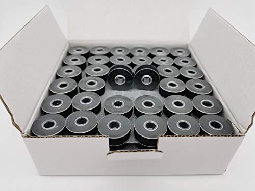 DOUBLELIN 144 Pcs Size L Plastic Sided Prewound Bobbins 60S2 Spun Polyester for Embroidery Black Style L SA155 Size 94 Fits Brother PR Babylock Janome Tajima Manufacturer Since 1989 - Image 1