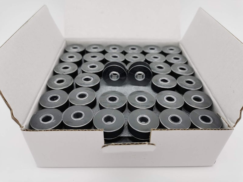 DOUBLELIN 144 Pcs Size L Plastic Sided Prewound Bobbins 60S2 Spun Polyester for Embroidery Black Style L SA155 Size 94 Fits Brother PR Babylock Janome Tajima Manufacturer Since 1989 - Image 3