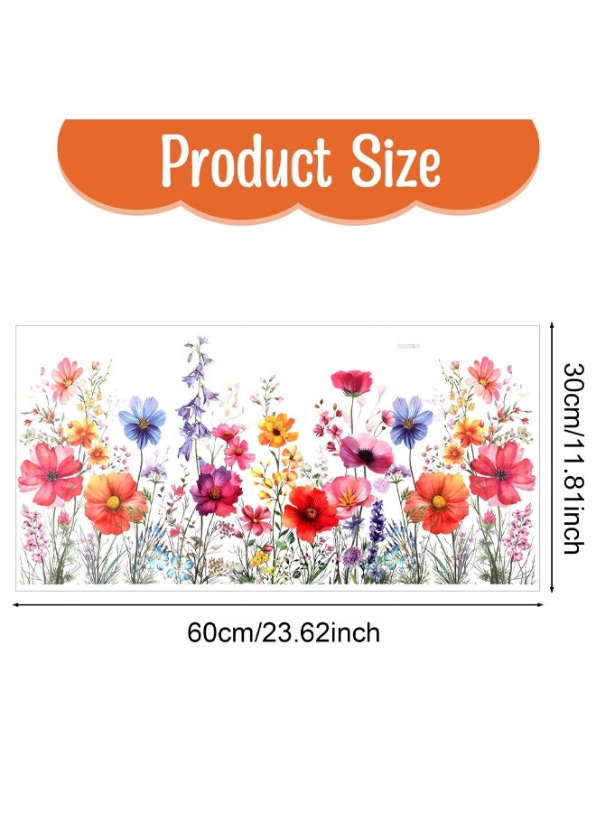 Flower Garden Window Stickers, Wildflower Grass Door Decals, Lily Peony Floral Window Clings for Bedroom Living Room TV Office Decor Home Decoration - Image 2