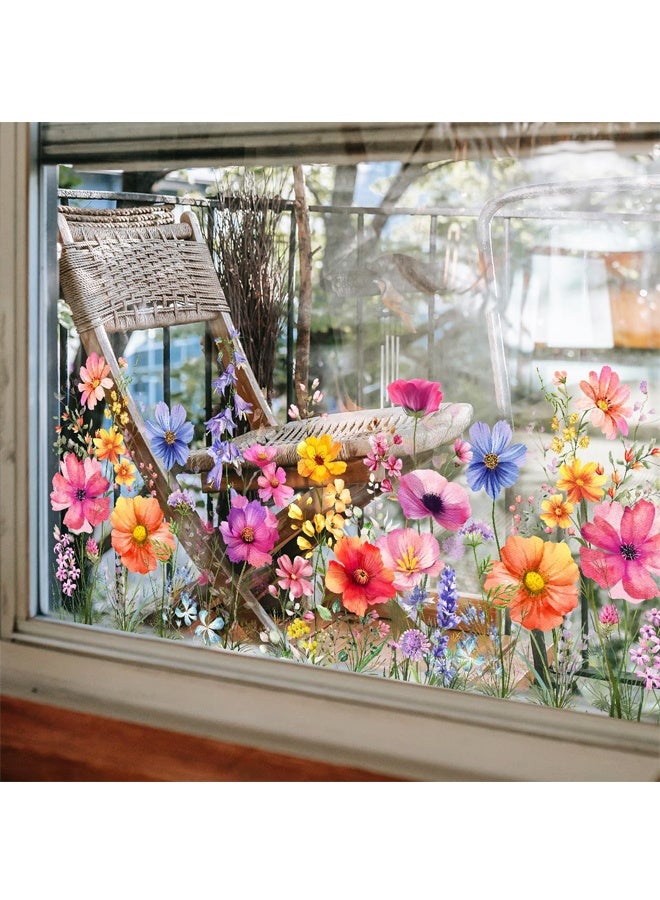 Flower Garden Window Stickers, Wildflower Grass Door Decals, Lily Peony Floral Window Clings for Bedroom Living Room TV Office Decor Home Decoration - Image 4