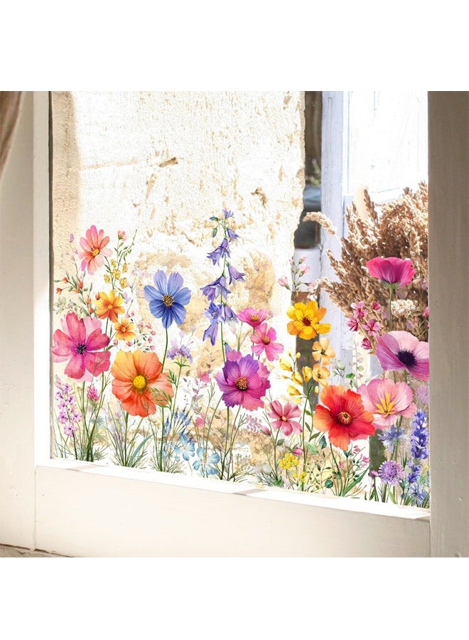 Flower Garden Window Stickers, Wildflower Grass Door Decals, Lily Peony Floral Window Clings for Bedroom Living Room TV Office Decor Home Decoration - Image 5