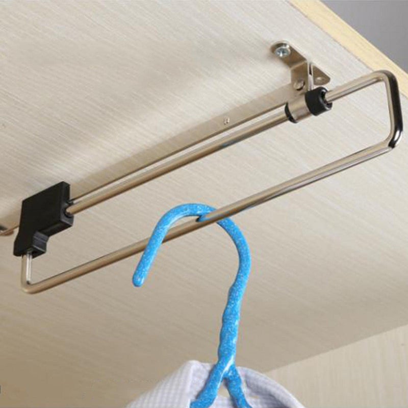 Retractable Closet Pull Out Rod Closet Valet Rod Extending Rail Pull Out Hanger Closet Valet Rod Rail Sliding Extending Telescopic Clothes Rod 12 Inch30 cm Closet Rod Bracket Wardrobe Hanger Rail
