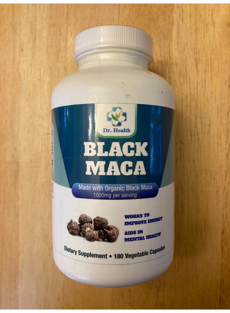 كبسولات دكتور هيلث من جذور الماكا السوداء - 180 كبسولة - قوة فائقة 1000 ملغ عضوي - Image 1