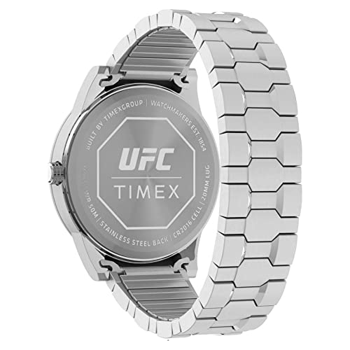 TIMEX ساعة تيمكس UFC للرجال 42 مم - حزام بلون الفضة قرص بلون الفضة علبة بلون الفضة - Image 3