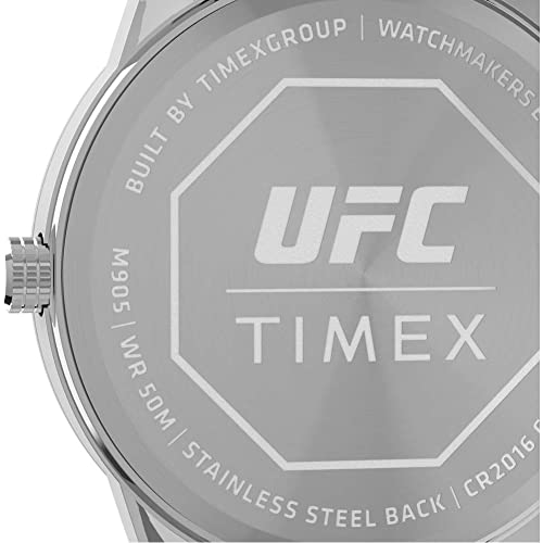 TIMEX ساعة تيمكس UFC للرجال 42 مم - حزام بلون الفضة قرص بلون الفضة علبة بلون الفضة - Image 5