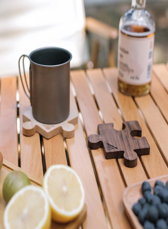 ISE MOUNT Outdoor Camping Wooden Coaster Beech Walnut Heat Insulation Cup Mat Jigsaw Shape Cup Pad Wood Tea Cup Holder - Image 4