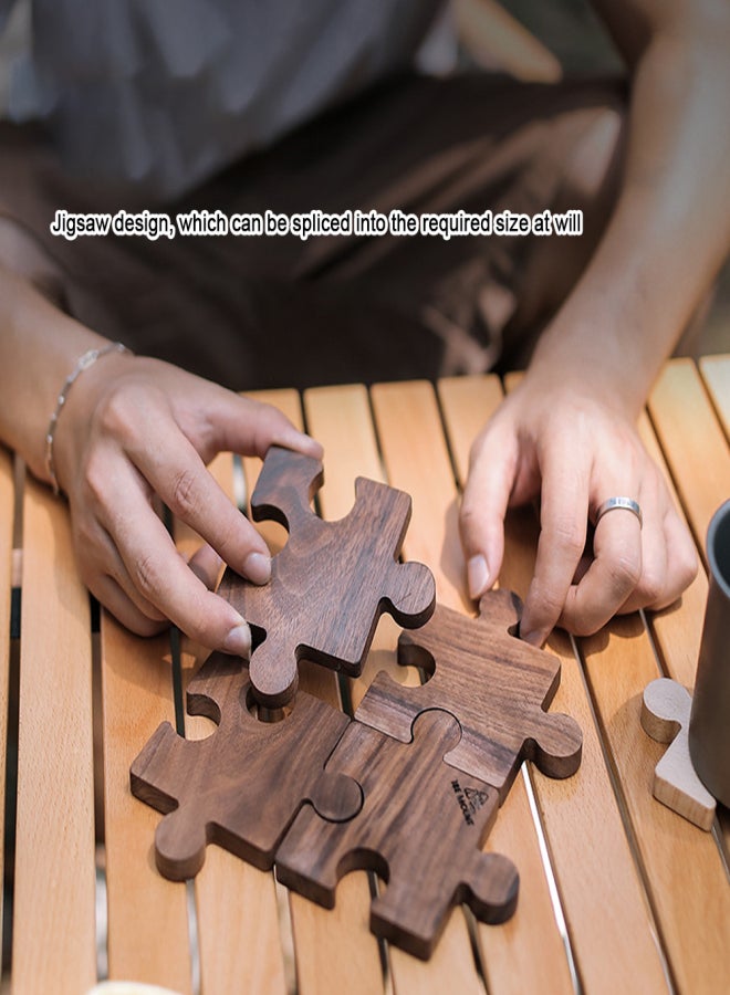 ISE MOUNT Outdoor Camping Wooden Coaster Beech Walnut Heat Insulation Cup Mat Jigsaw Shape Cup Pad Wood Tea Cup Holder - Image 3