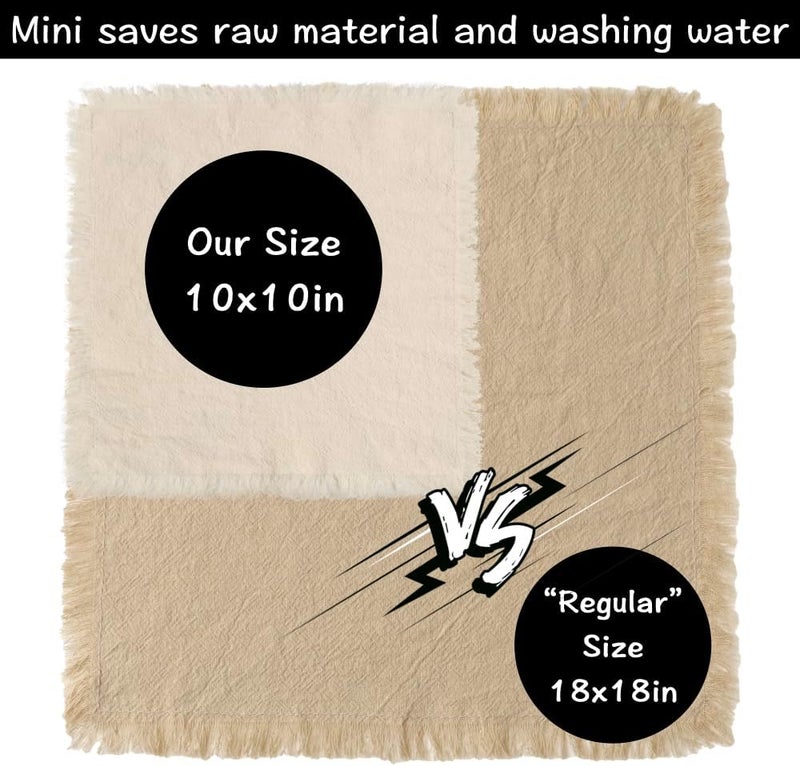 Urby Eco Hanky 10x10in Reusable Cotton Napkins Rustic Fringe Small Cloth Napkins Ideal Use As Kids Napkins for LunchDinnersOccasions Like WeddingsBirthdayCocktail Parties BEI6pk - Image 3