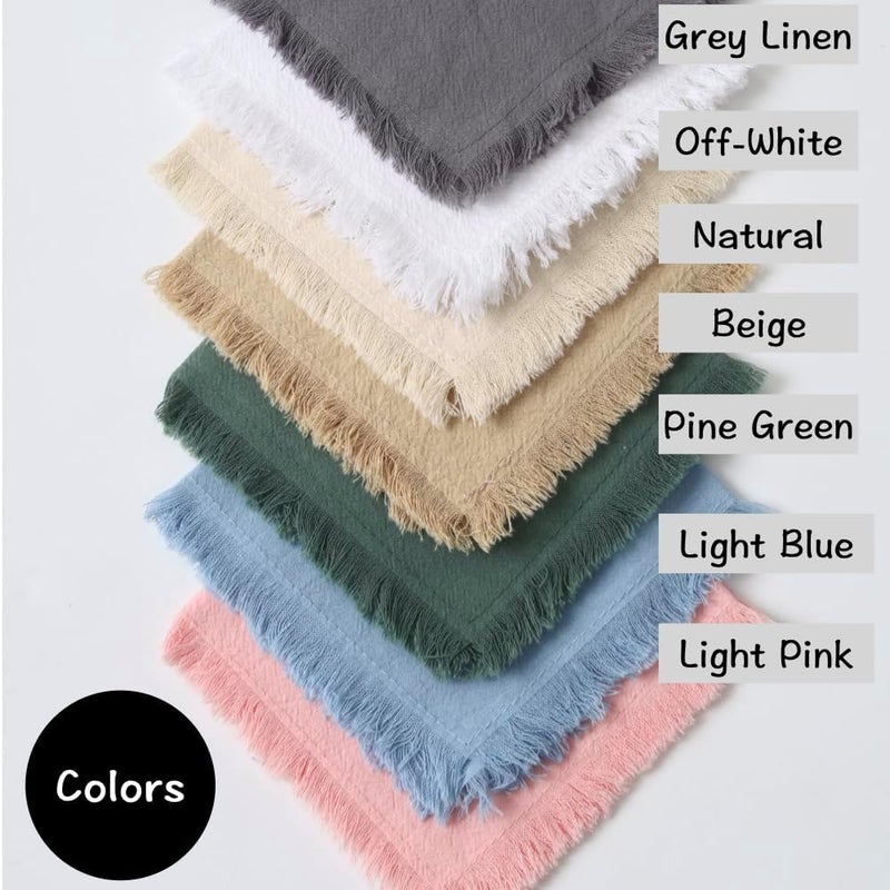 Urby Eco Hanky 10x10in Reusable Cotton Napkins Rustic Fringe Small Cloth Napkins Ideal Use As Kids Napkins for LunchDinnersOccasions Like WeddingsBirthdayCocktail Parties BEI6pk - Image 4