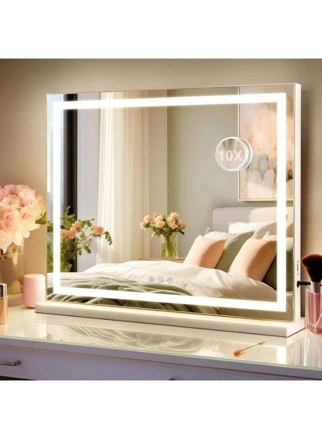 Makeup Mirror, Dressing Table Mirror, 58*46cm Vanity Table With Led Light Mirror,  Large Square Mirror With Adjustable Color,Bedroom Dresser Table Makeup Table,Table Vanity Makeup Mirror,High-Definition Mirrors For Bedroom, Living Room, And Makeup Desk - Image 1