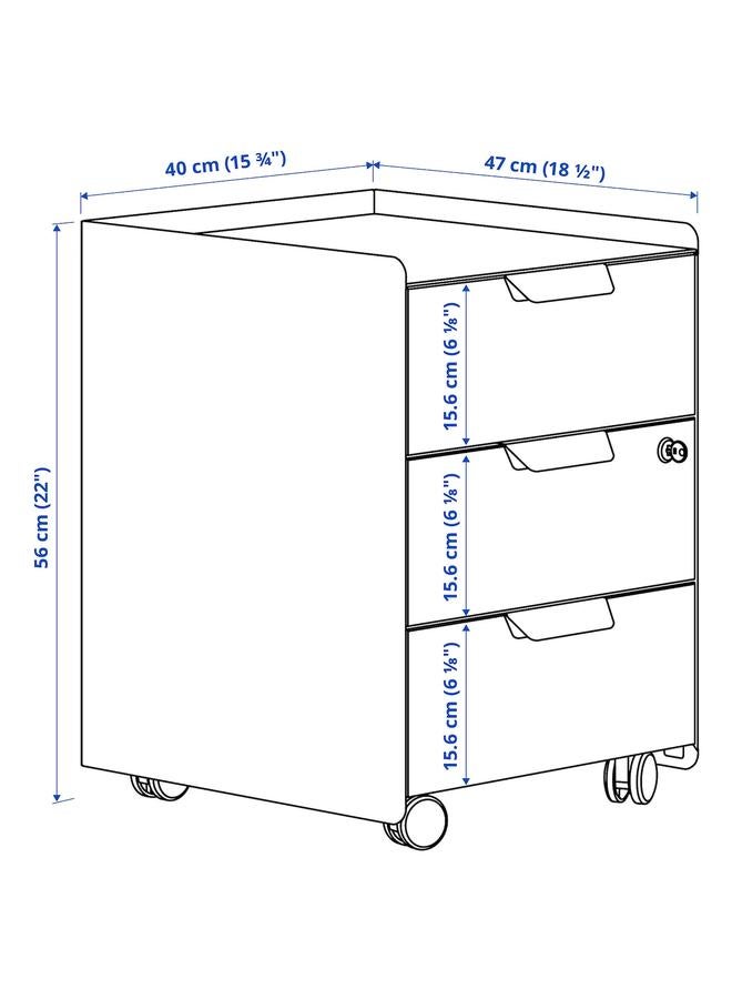 erorex Drawer unit w 3 drawers on castors, white - Image 4