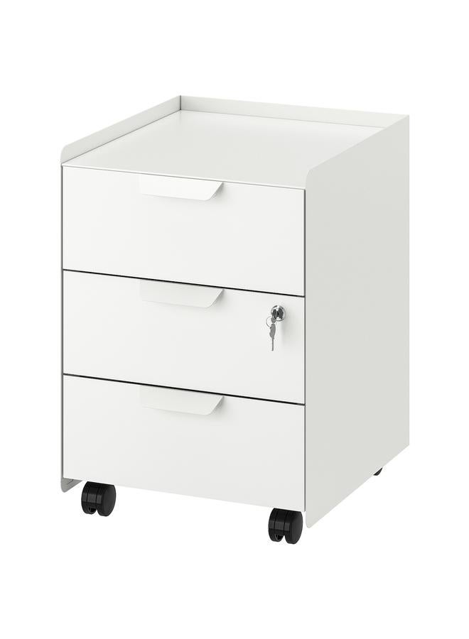 erorex Drawer unit w 3 drawers on castors, white - Image 1