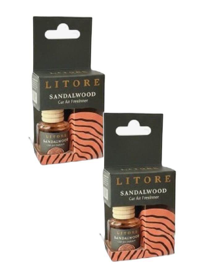 Litore Car Air Freshener 8 ml | Long-Lasting Hanging Diffuser with Essential Oils | Car Perfume for Odor Removal | Elegant Glass Bottle & Wooden Cap Design (Sandal Wood) Bundle - Image 1