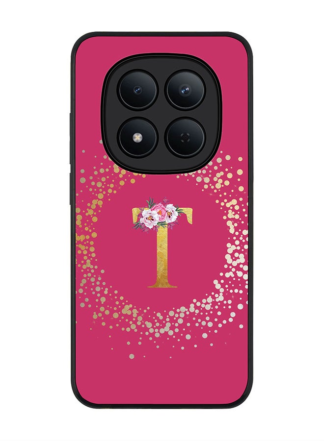 Stylizedd For Xiaomi Redmi Note 15 Pro 5G Case,Slim fit Camera Protection, Shockproof Thin Phone cover  - Custom Monogram Floral - T ( Deep Pink ) - Image 1