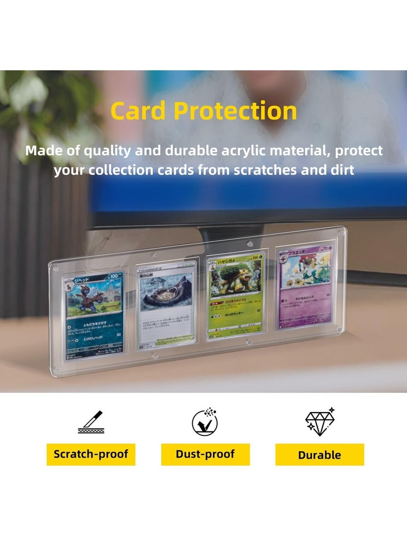 SYOSI Trading Card Frame Holder Stand Display-4 Slots 35-75PT Universal Magnetic Acrylic Game Card Case, Baseball Card Holder, Hard Acrylic Card Cases, Fit for Standard Card - Image 4