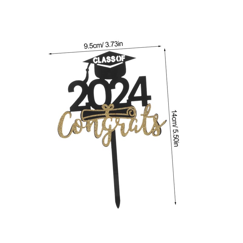 Graduation Cake Toppers 5pcs Acrylic Glitter Party Inserts Class of Celebration Decorations - Image 3