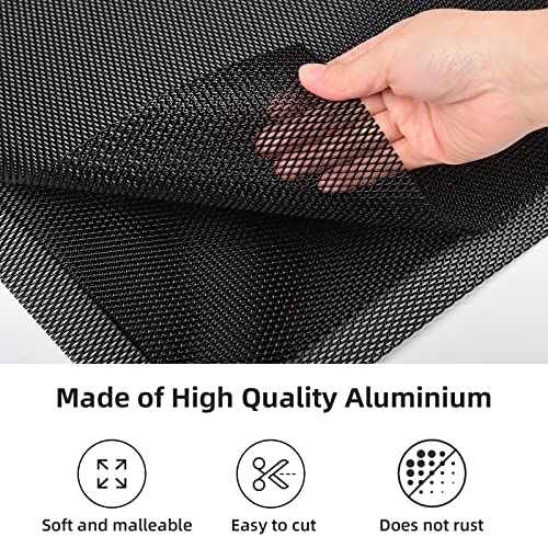 AggAuto Universal 13"x13" Car Grill Mesh - Aluminum Alloy Automotive Grille Insert Bumper Rhombic Hole 3x6mm, 3Pcs One of the Most Multifunctional Shape Grids Black - Image 3
