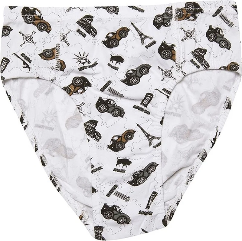 كوتا 1018x12 Boys 12 Pcs Mixed Pattern Lycra Slip Briefs-Colorful