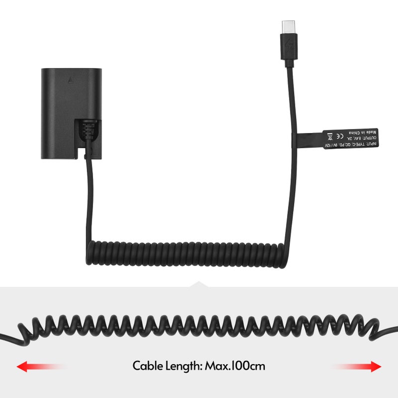 LP-E6 Dummy Battery Black USB-C Coupler - Stable 8.4V 2A Power Supply LP-E6 USB Adapter for Canon EOS R R5 R6 90D 80D 70D 60D 60Da 5D Mark II III IV 6D Mark II 7D Mark II Long Time Video Recording Liv - Image 4