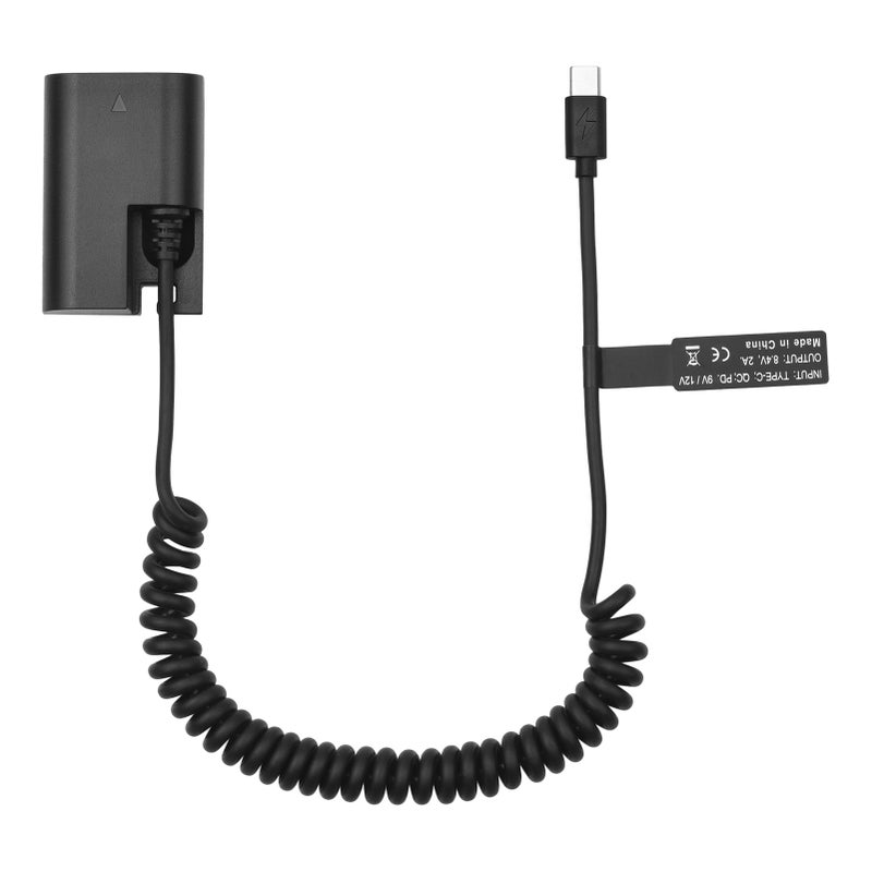 LP-E6 Dummy Battery Black USB-C Coupler - Stable 8.4V 2A Power Supply LP-E6 USB Adapter for Canon EOS R R5 R6 90D 80D 70D 60D 60Da 5D Mark II III IV 6D Mark II 7D Mark II Long Time Video Recording Liv - Image 1