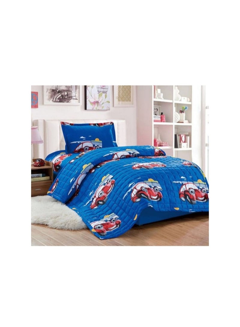 3-Piece Single-Size Quilted Children's Bedspread Set with Modern Prints (230 x 170 cm)