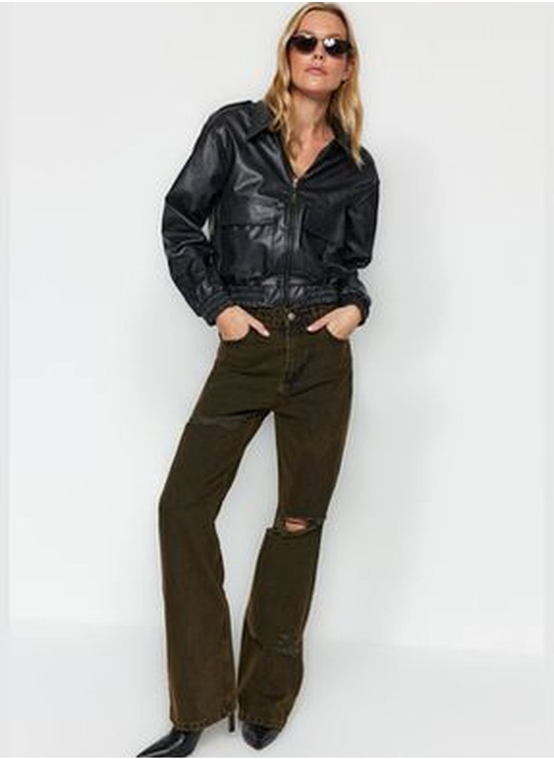 trendyol Multicolored Faded Effect Vintage Ripped High Waist Wide Leg Jeans TWOAW24JE00305  - Image 3