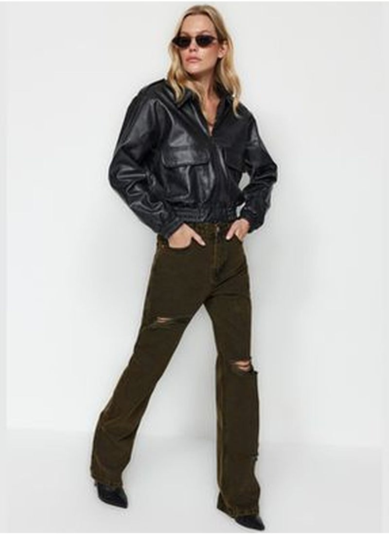 trendyol Multicolored Faded Effect Vintage Ripped High Waist Wide Leg Jeans TWOAW24JE00305  - Image 2
