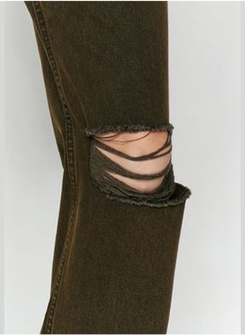 trendyol Multicolored Faded Effect Vintage Ripped High Waist Wide Leg Jeans TWOAW24JE00305  - Image 5