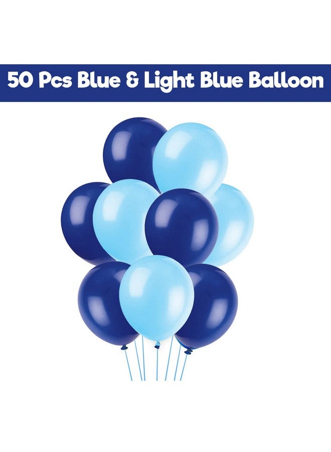 بارتي بروبس عناصر زينة عيد الميلاد الزرقاء من بارتي بروبز - مجموعة من 50 بالونة معدنية زرقاء فاتحة وزرقاء داكنة | بالونات زرقاء للزينة | بالونات زرقاء لزينة عيد الميلاد - مطاطية - Image 2
