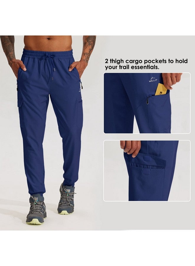 Willit Willit Men's Hiking Joggers Travel Athletic Pants Lightweight Quick Dry Outdoor Running Pants with Zipper Pockets Blue XXL  - Image 3