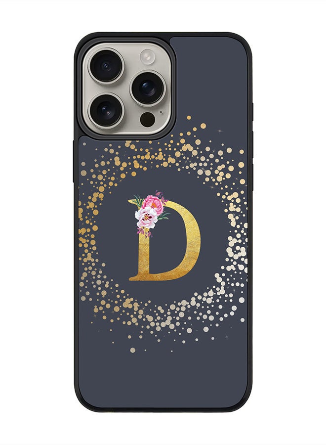 Stylizedd For iPhone 16 Pro Max Case [Compatible with MagSafe] Slim Magnetic cover Phone Case iPhone 16 Pro Max -Custom Monogram Floral - D (Grey ) - Image 1