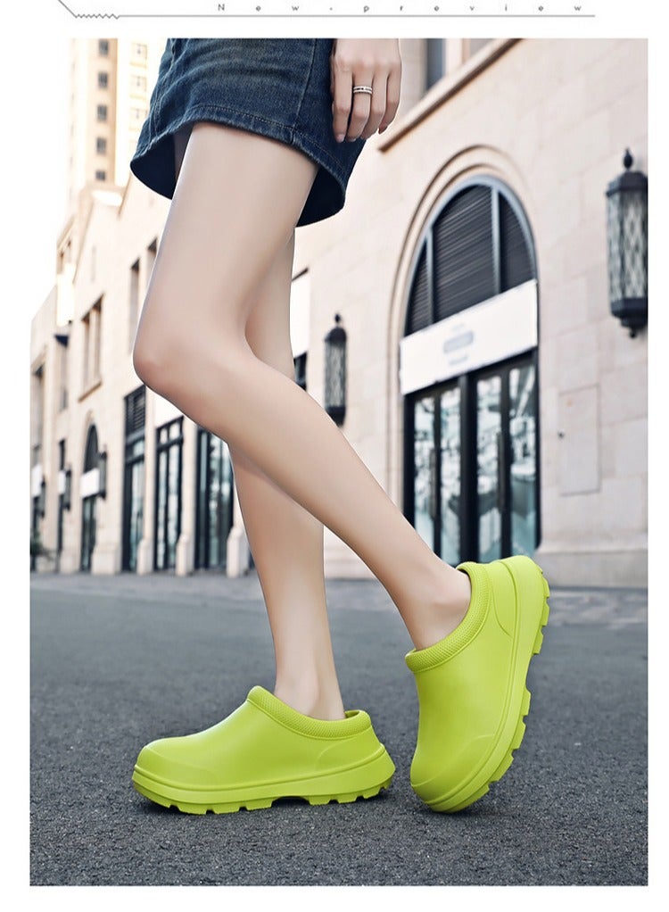 Surgical shoes, chef shoes, unisex fully enclosed breathable shoes, protective shoes, suitable for doctors, nurses, chefs and laboratory staff, non-slip sandals (green). - Image 2