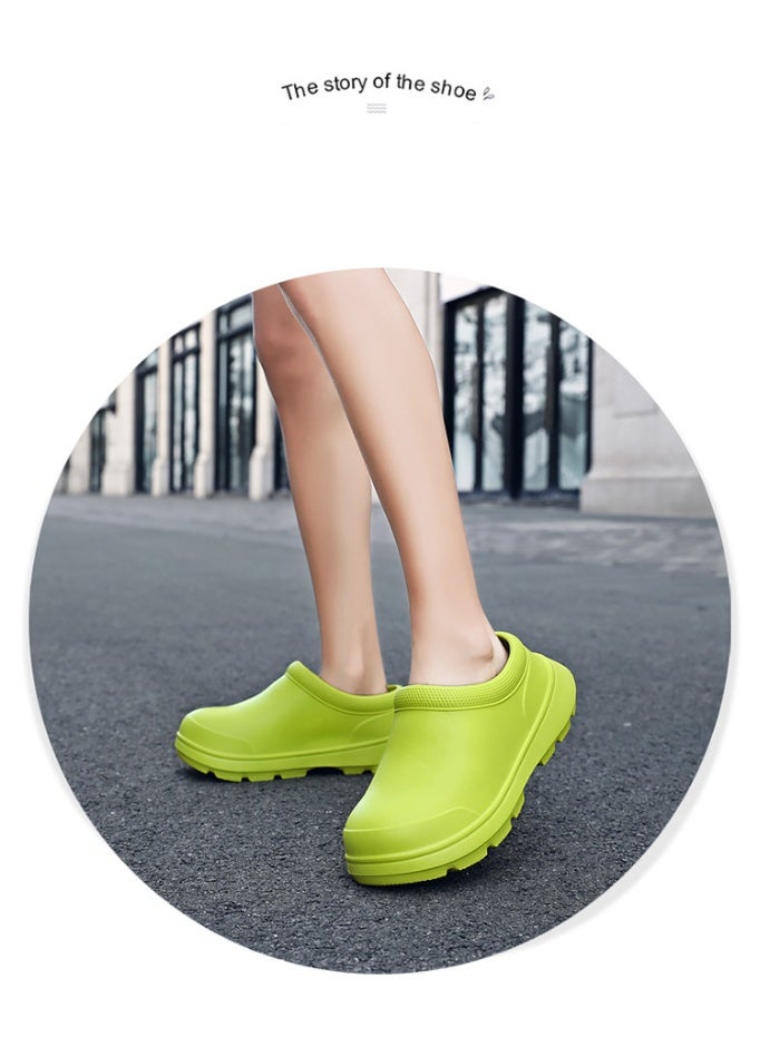 Surgical shoes, chef shoes, unisex fully enclosed breathable shoes, protective shoes, suitable for doctors, nurses, chefs and laboratory staff, non-slip sandals (green). - Image 4