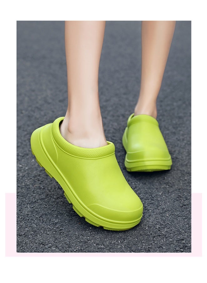 Surgical shoes, chef shoes, unisex fully enclosed breathable shoes, protective shoes, suitable for doctors, nurses, chefs and laboratory staff, non-slip sandals (green). - Image 5