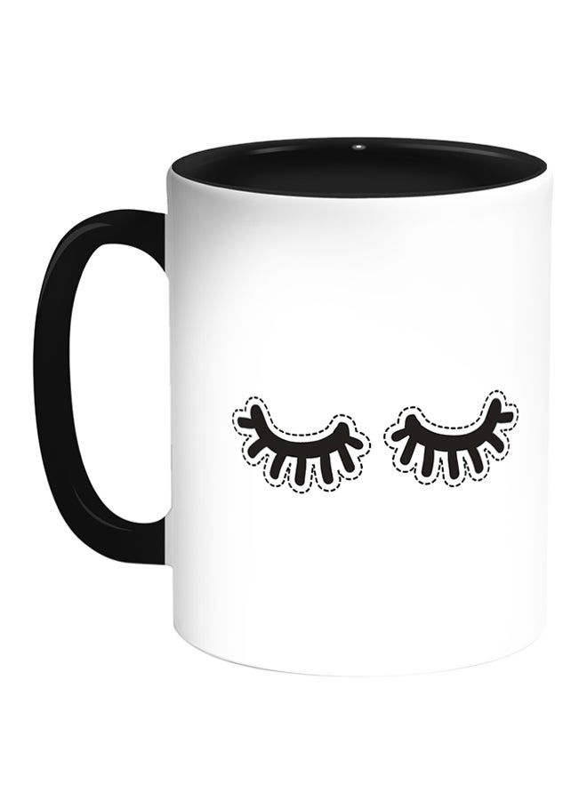 RKN Eyelashes Printed Coffee Mug White/Black 11ounce - Image 1