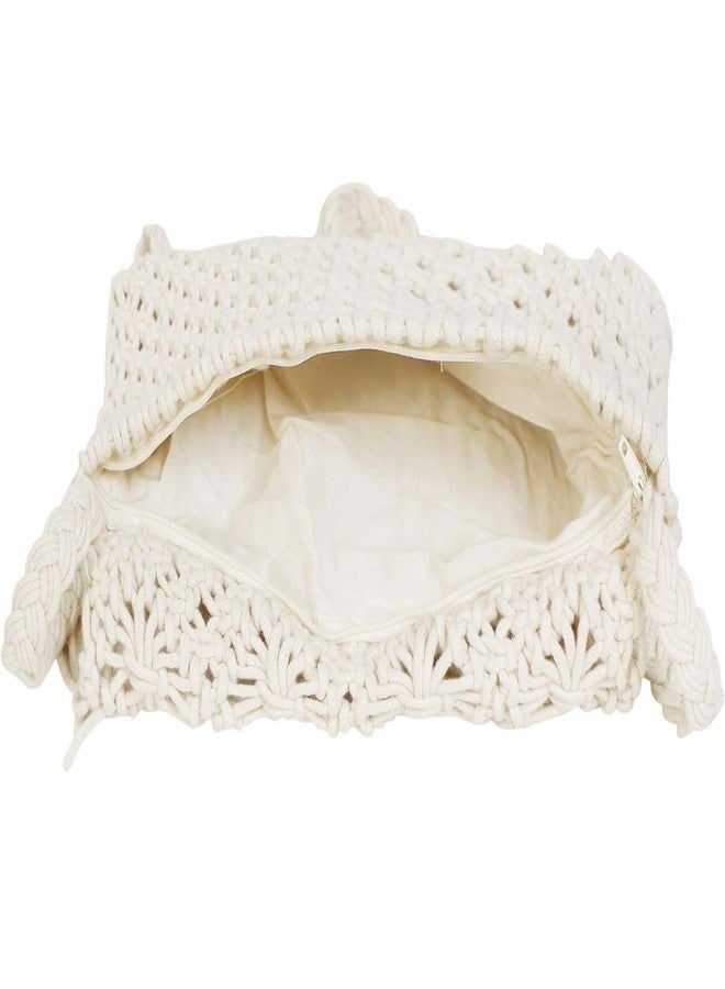 DOLCE CASA Women's Macrame Hand Knitted Sling/Clutch Handbag Boho Chic Macrame Handbag: Your Stylish Companion Handcrafted Macrame Bag (25x25cm, Natural). - Image 5