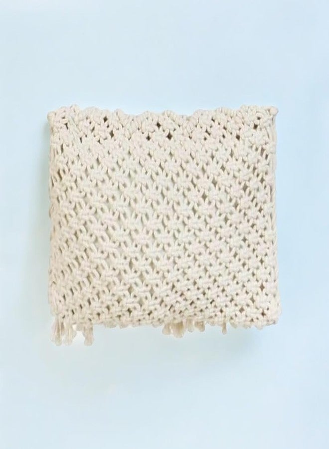 DOLCE CASA Women's Macrame Hand Knitted Sling/Clutch Handbag Boho Chic Macrame Handbag: Your Stylish Companion Handcrafted Macrame Bag (25x25cm, Natural). - Image 4