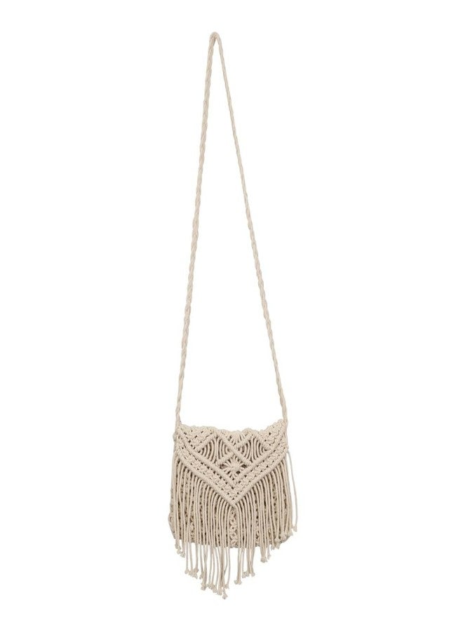 DOLCE CASA Women's Macrame Hand Knitted Sling/Clutch Handbag Boho Chic Macrame Handbag: Your Stylish Companion Handcrafted Macrame Bag (25x25cm, Natural). - Image 1