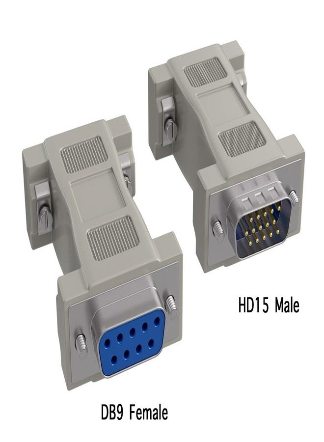 Cable Leader DB9 Female to HD15 Male VGA Display Adapter Converter, Molded Type, Beige (F/M) - Image 3