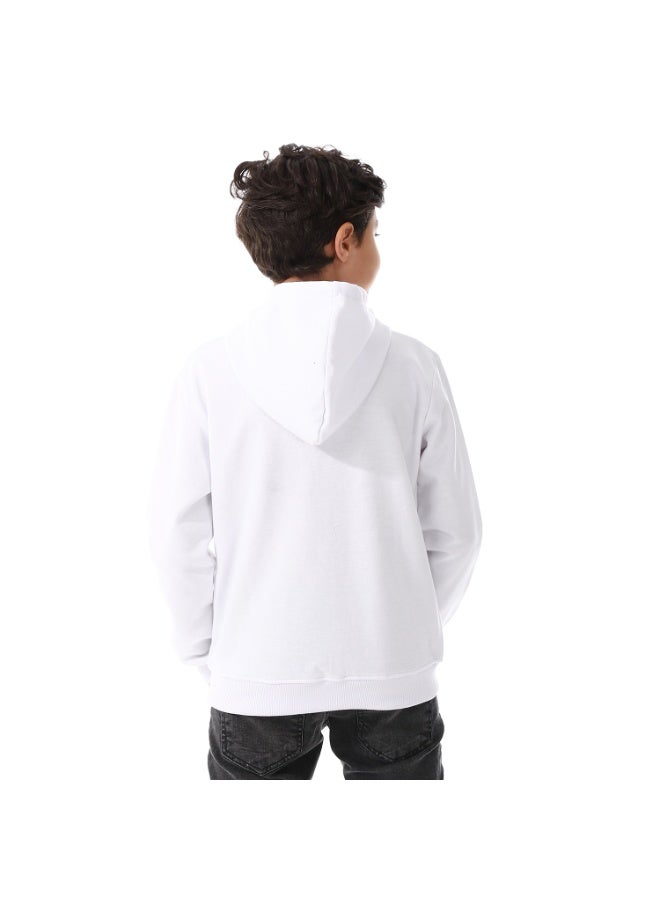Andora Boys Hooded Long Sleeves Plain Side Pockets Sweatshirt _ White - Image 2