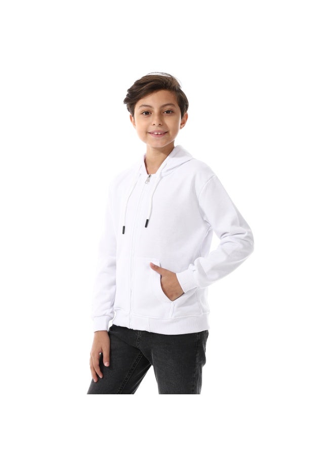 Andora Boys Hooded Long Sleeves Plain Side Pockets Sweatshirt _ White - Image 5