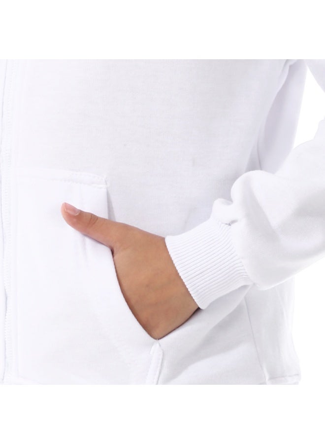 Andora Boys Hooded Long Sleeves Plain Side Pockets Sweatshirt _ White - Image 3