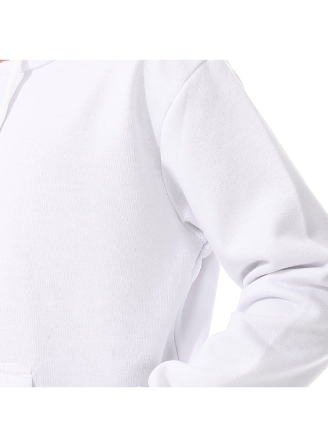 Andora Boys Hooded Long Sleeves Plain Side Pockets Sweatshirt _ White - Image 4