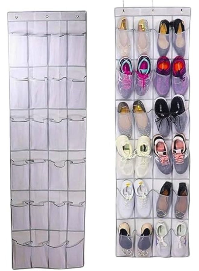 Over The Door Hanging Storage Organizer – White Mesh Organizer with 24 Pockets & 3 Hooks - Image 4