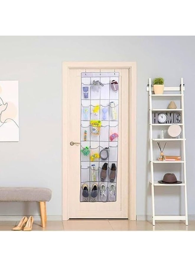 Over The Door Hanging Storage Organizer – White Mesh Organizer with 24 Pockets & 3 Hooks - Image 3