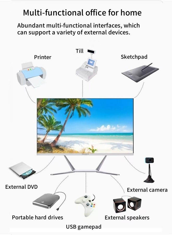 All-In-One PC 23.8 inch Desktop,  i5-4570/16GB RAM/256GB SSD，Windows10 Pro，English/Arabic Keyboard and Mouse,White